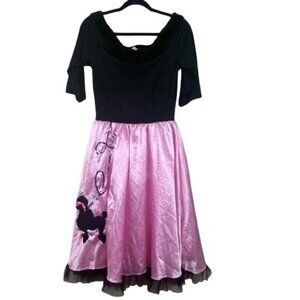 Y2K VTG Amscan 50s Pink Poodle Skirt Costume Off Shoulder Faux Fur Collar M(6-8)